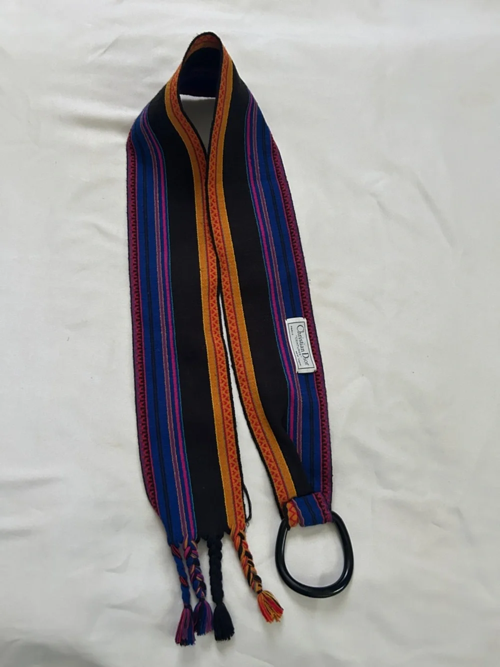 Like🩷for $10 off🍭 Christian Dior woven stripe belt braid fringe wooden loop